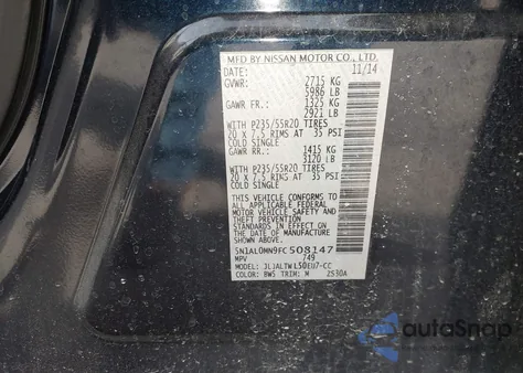 2015 Infiniti Qx60 z USA, uszkodzony, nr VIN 5N1AL0MN9FC508147